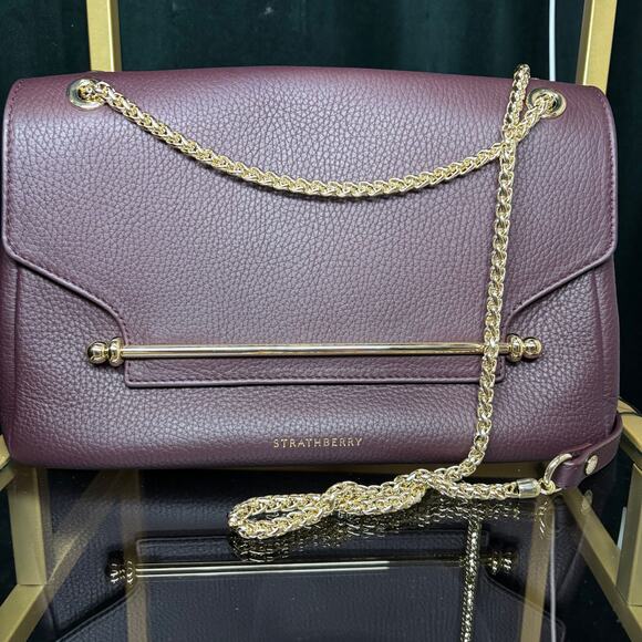 Strathberry Handbags - STRATHBERRY East West Midi Soft Shoulder Bag (Burgundy)
